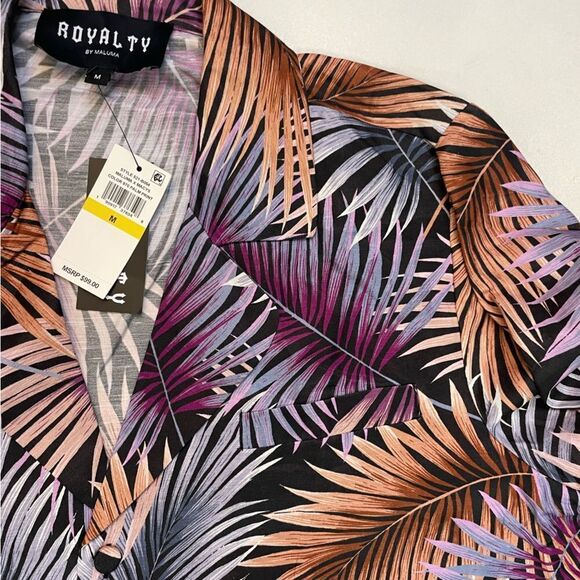 Royalty By Maluma All Over Print Palm Trees Shirt Men Medium Long Sleeve NWT - Picture 2 of 7